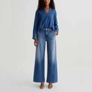 AG jeans Adriano Goldschmied STELLA Low Slung Palazzo in Nautical Mile Size 29